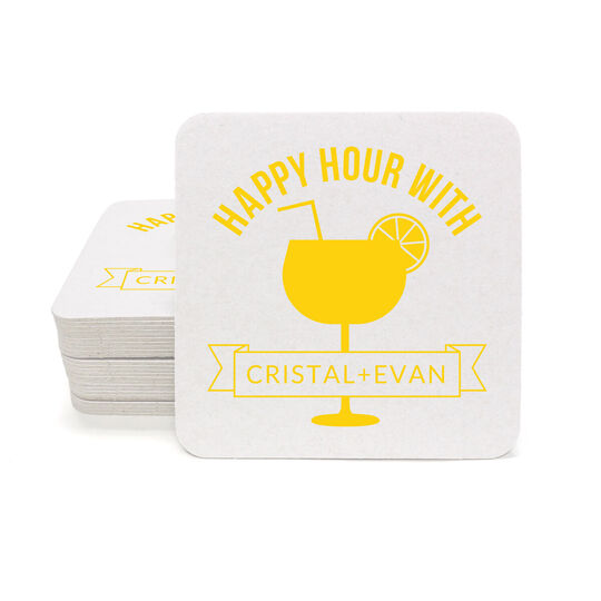 Happy Hour Margarita Square Coasters